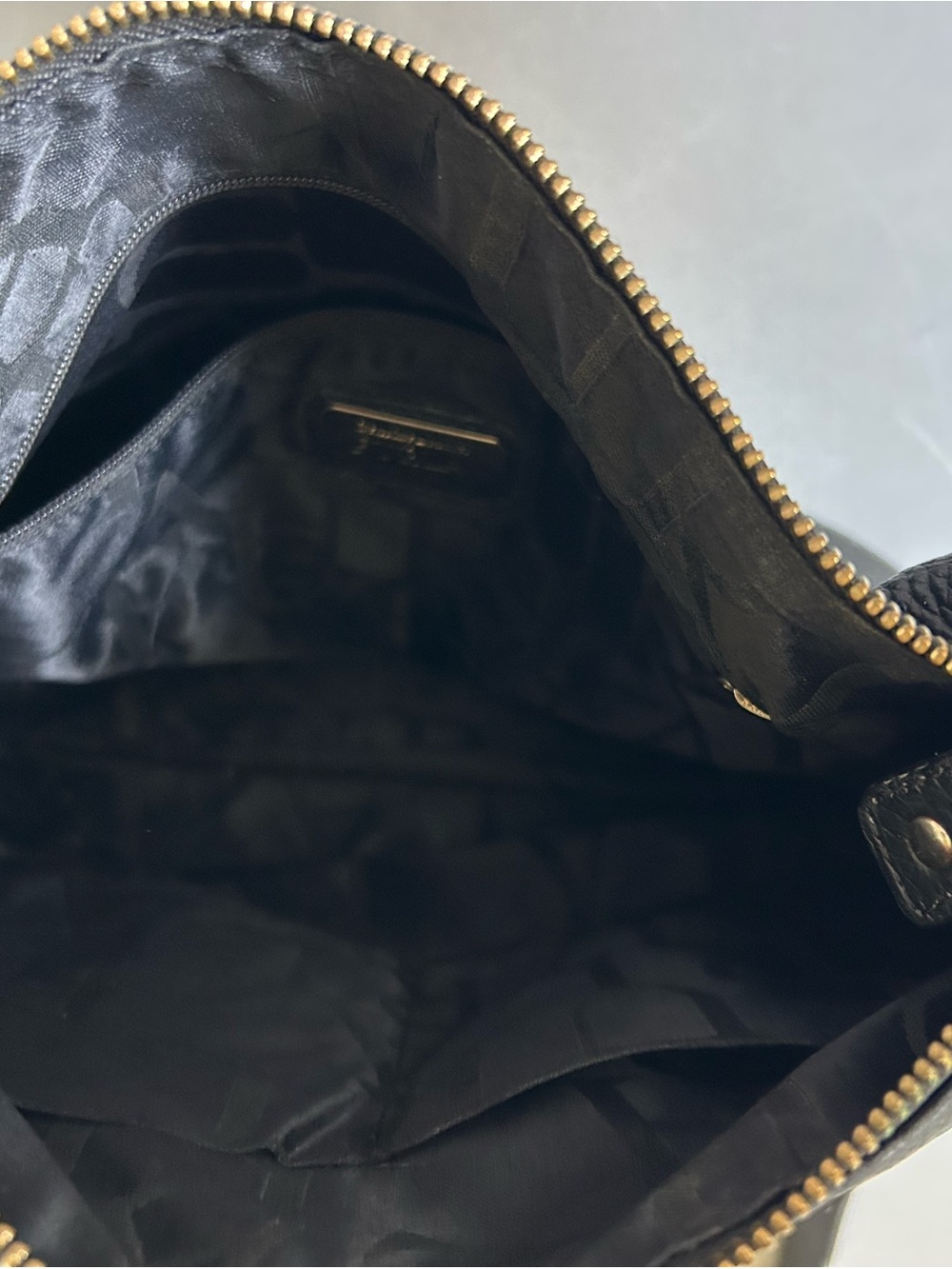 Furla Black Pebbled Leather Tote with Gold Logo - Picture 11 of 13